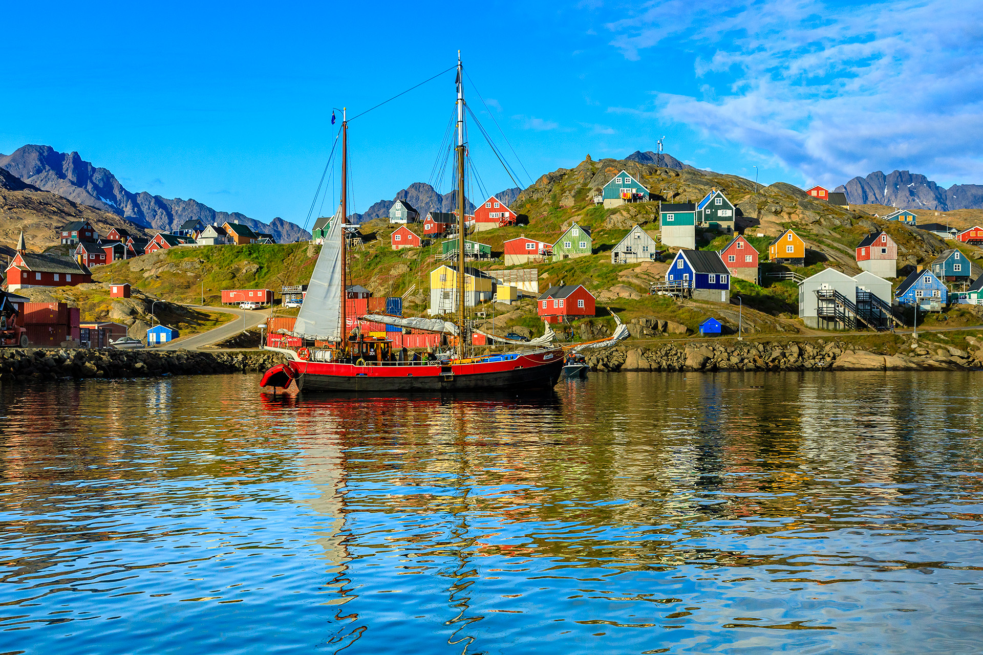 sail boat greenland community arctic summer